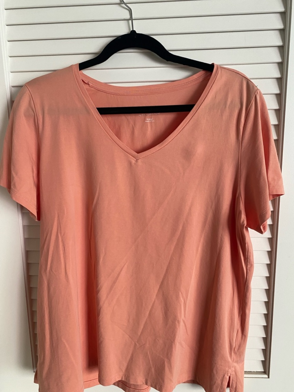 Soft Surroundings Peach V-Neck Short Sleeve Tee